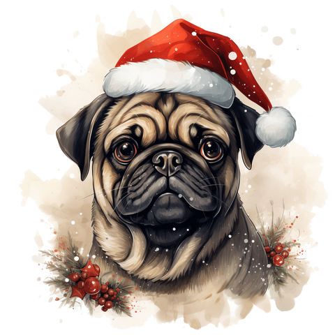 Mops Bügelbild Weihnachten #11