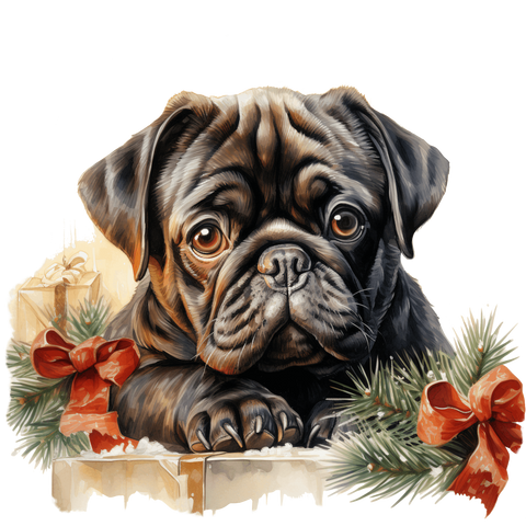 Mops Bügelbild Weihnachten #27