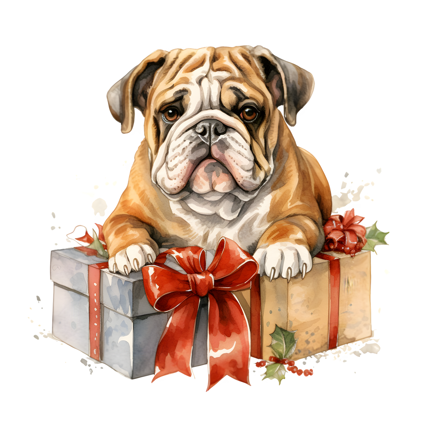 Englische Bulldogge Bügelbild Weihnachten #56