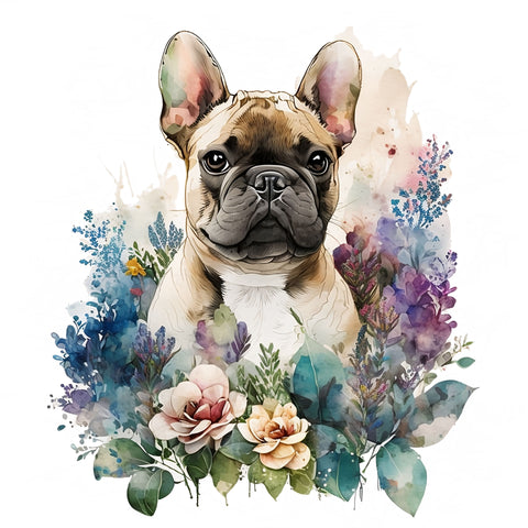 Französische Bulldogge Bügelbild Floral #18
