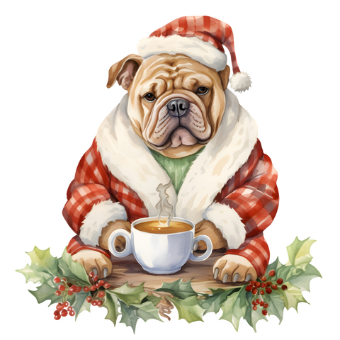 Englische Bulldogge Bügelbild Weihnachten #57