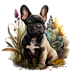 Französische Bulldogge Bügelbild Floral #23