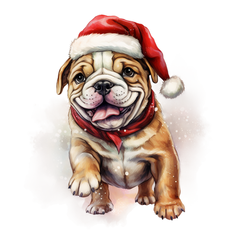Englische Bulldogge Bügelbild Weihnachten #23