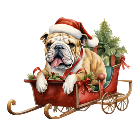 Englische Bulldogge Bügelbild Weihnachten #60