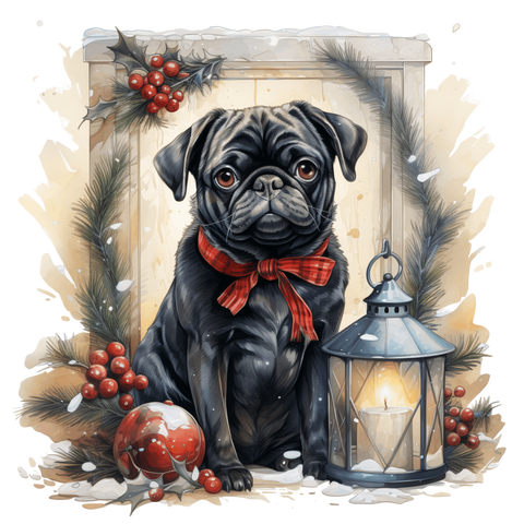 Mops Bügelbild Weihnachten #6