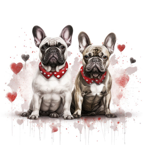 Französische Bulldogge Bügelbild Herzen #3
