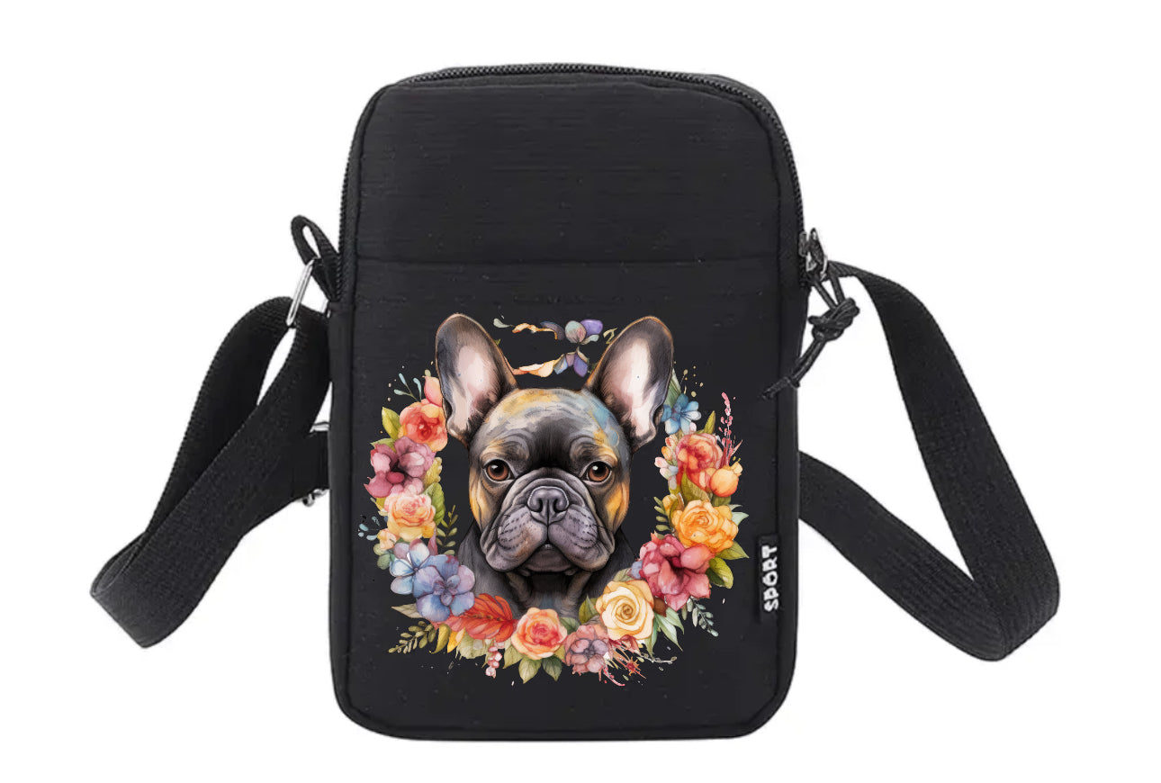 Französische Bulldogge Tasche / Umhängetasche Floral #9