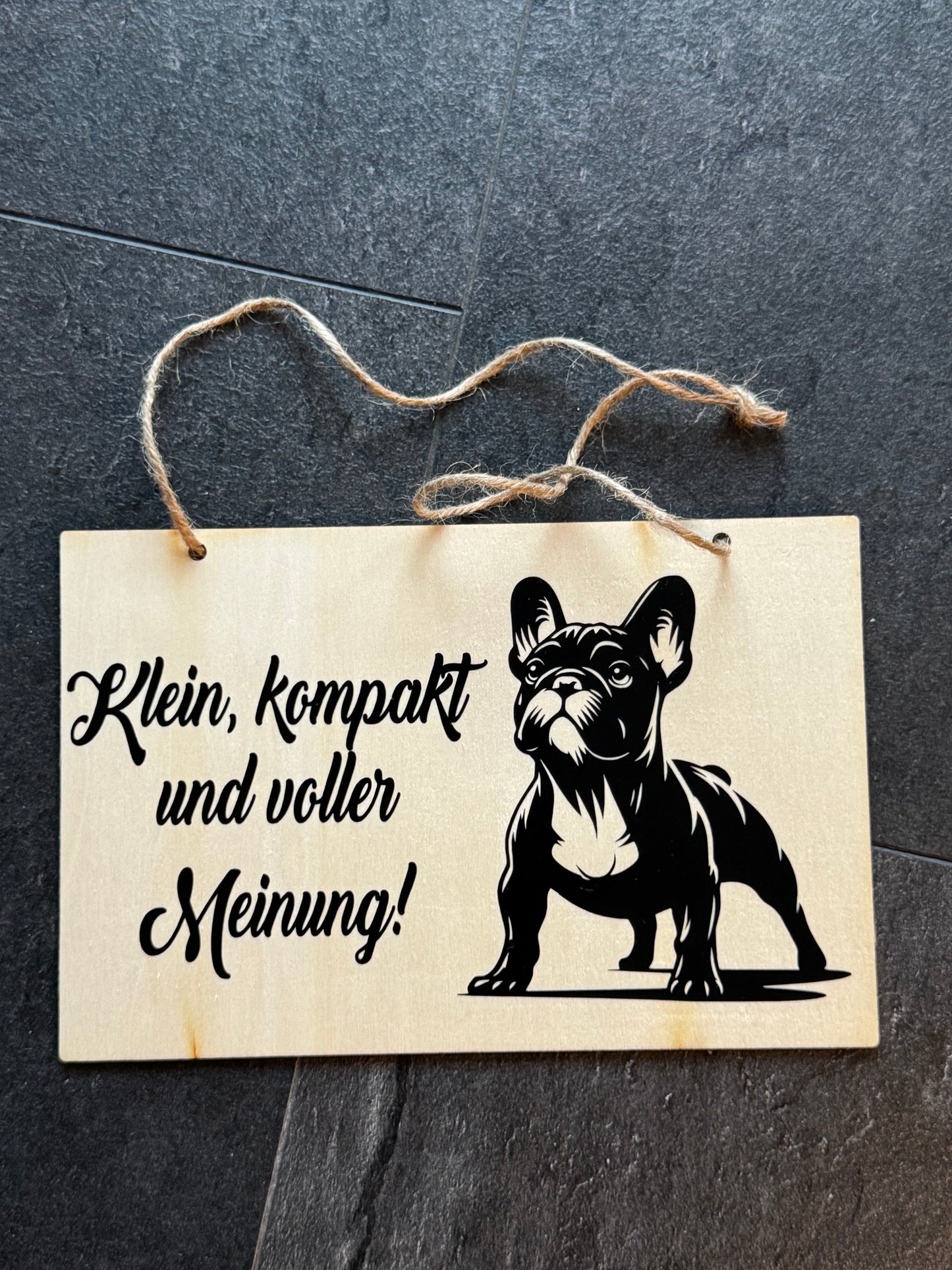 Französische Bulldogge Türschild / Dekoschild - Holz #5
