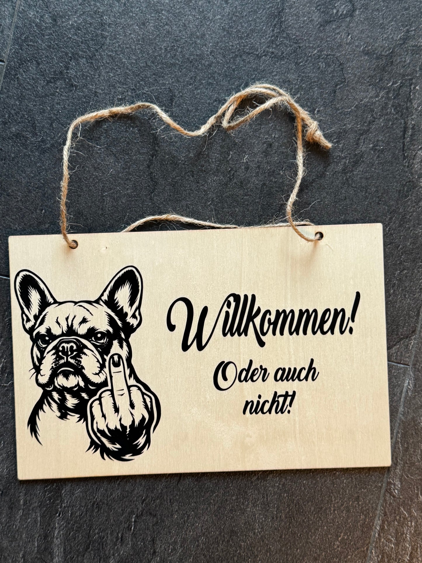 Französische Bulldogge Türschild / Dekoschild - Holz #3