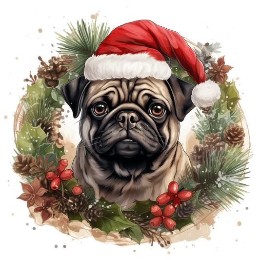 Mops Bügelbild Weihnachten #12