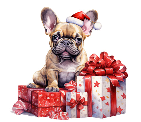 Französische Bulldogge Bügelbild Weihnachten #28