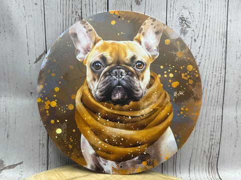 Französische Bulldogge Türschild / Dekoschild / Blechschild Weihnachten