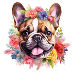 Französische Bulldogge Bügelbild Floral #22