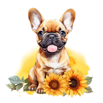 Französische Bulldogge Bügelbild Floral #21