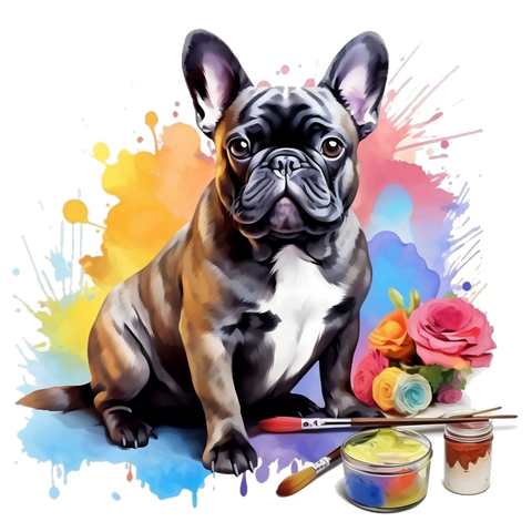 Französische Bulldogge Bügelbild Watercolor #1