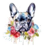 Französische Bulldogge Bügelbild Floral #14