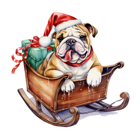 Englische Bulldogge Bügelbild Weihnachten #24