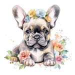 Französische Bulldogge Bügelbild Floral #11