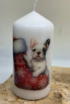 Französische Bulldogge Kerze / Stumpenkerze Weihnachten - Sale