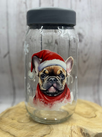 Französische Bulldogge Glas Weihnachten sofort versandbereit