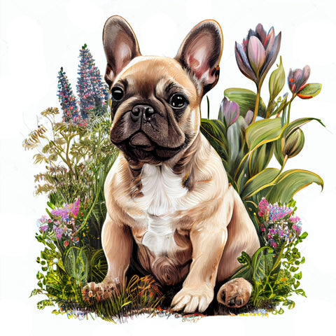 Französische Bulldogge Bügelbild Floral #20