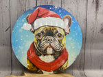 Französische Bulldogge Türschild / Dekoschild / Blechschild Weihnachten