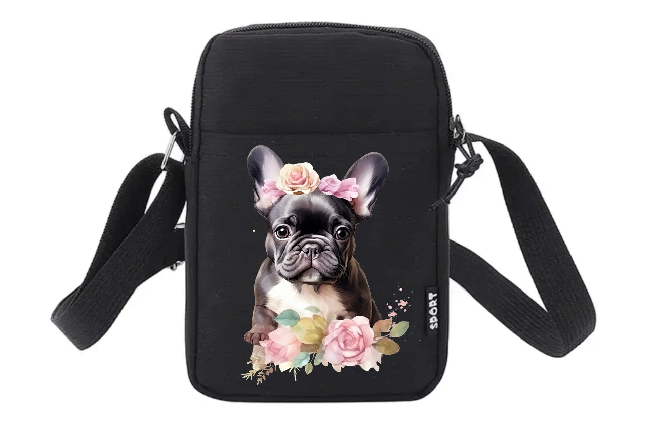 Französische Bulldogge Tasche / Umhängetasche Floral #2