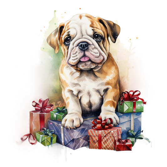 Englische Bulldogge Bügelbild Weihnachten #27