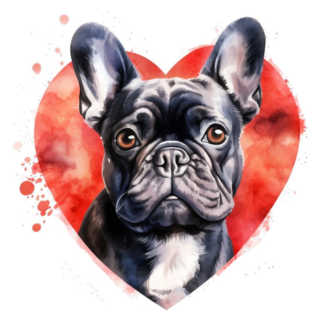 Französische Bulldogge Bügelbild Herzen #18