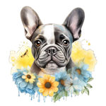 Französische Bulldogge Bügelbild Floral #2
