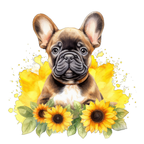 Französische Bulldogge Bügelbild Floral #8