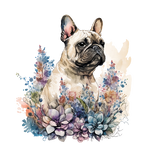 Französische Bulldogge Bügelbild Floral #17