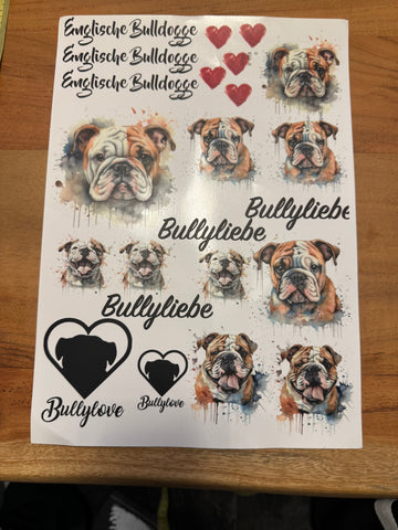 Englische Bulldogge Wasserschiebefolie / Kerzentattoos - B-Ware - Sale