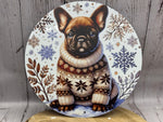 Französische Bulldogge Türschild / Dekoschild / Blechschild Weihnachten