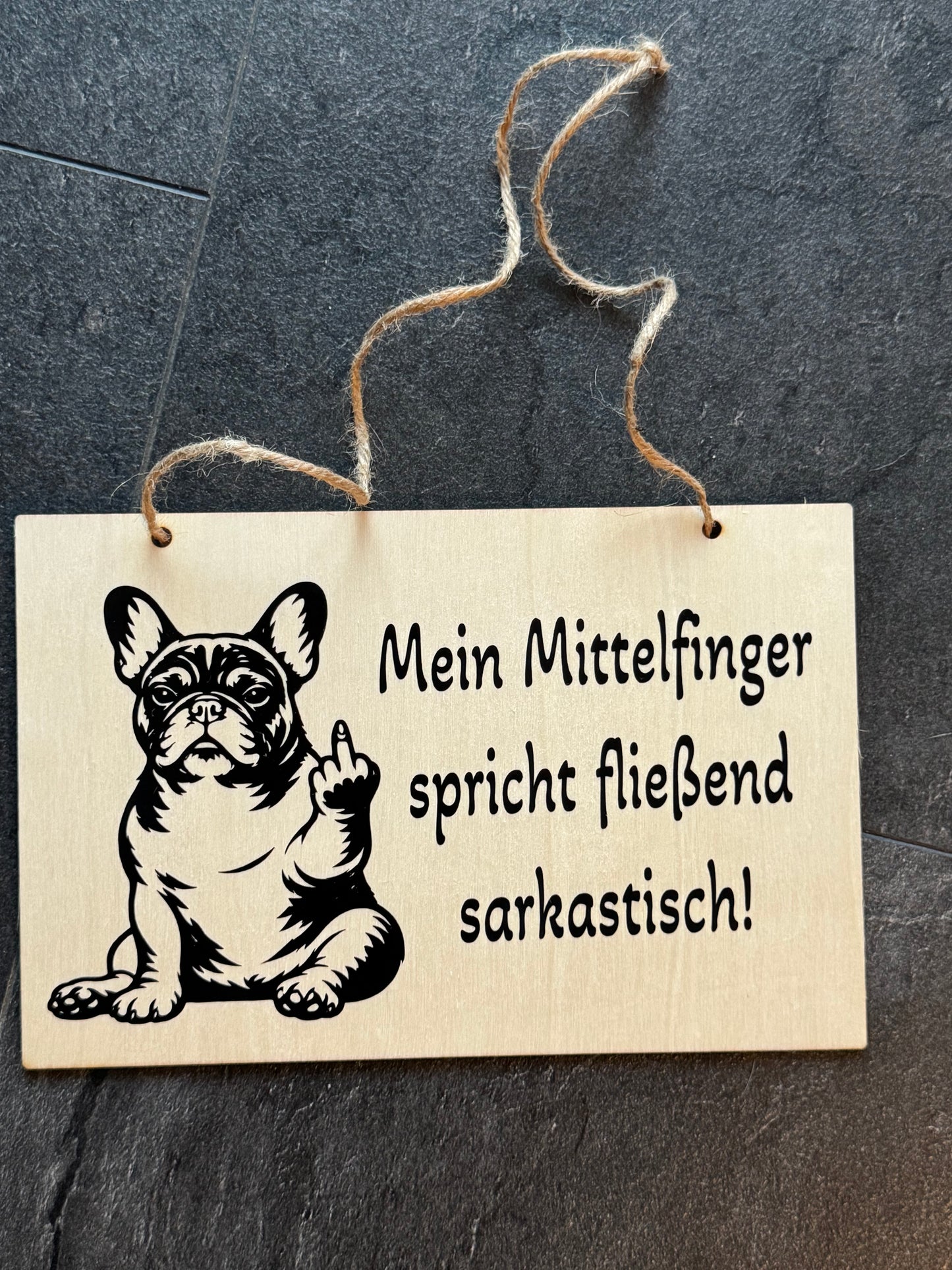 Französische Bulldogge Türschild / Dekoschild - Holz #4