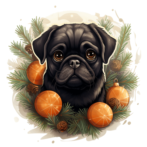 Mops Bügelbild Weihnachten #24