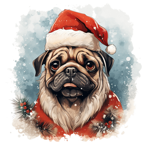 Mops Bügelbild Weihnachten #7