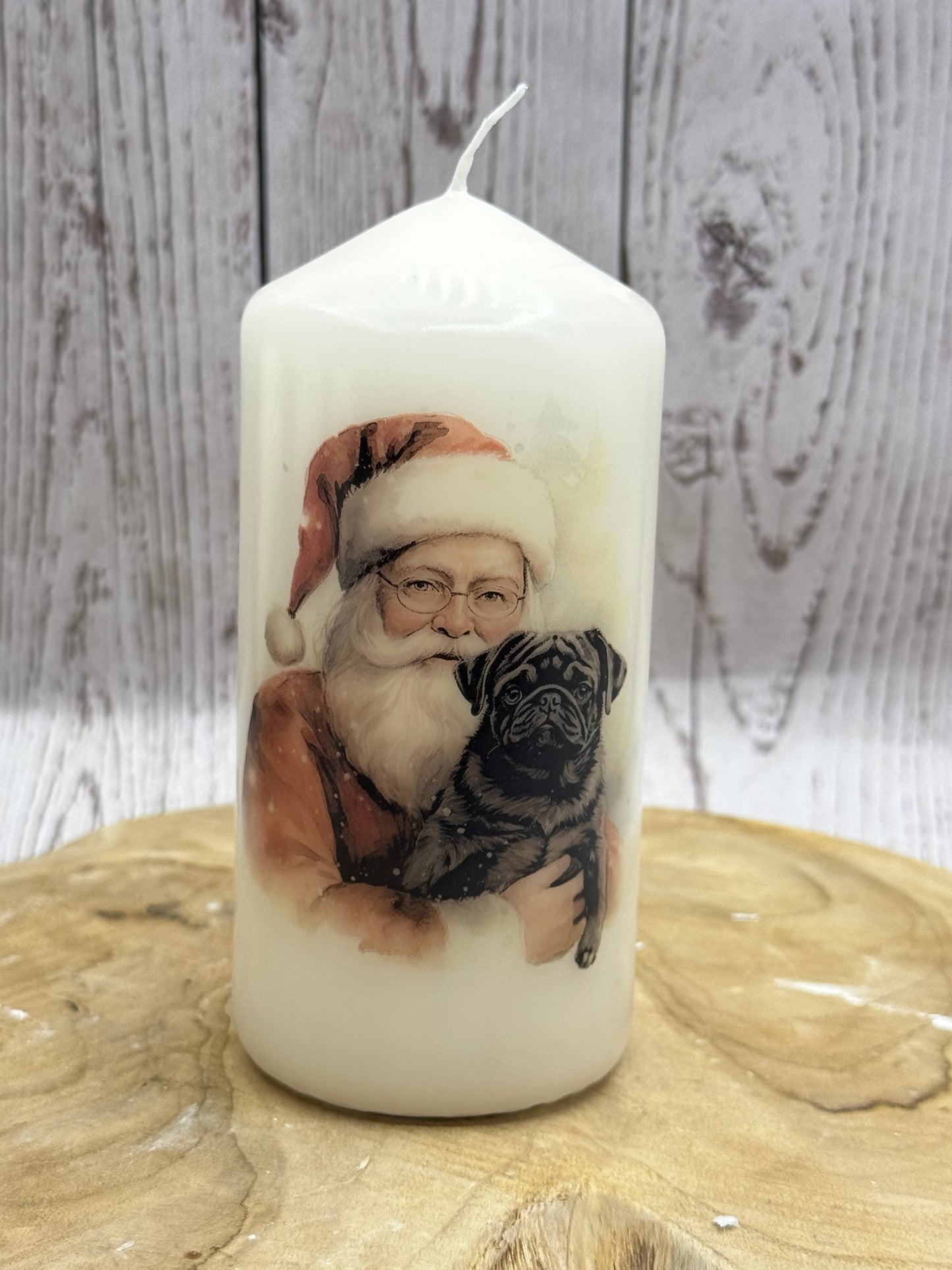 Mops Kerze / Stumpenkerze Weihnachten #4