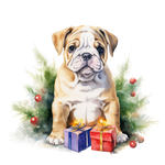 Englische Bulldogge Bügelbild Weihnachten #1