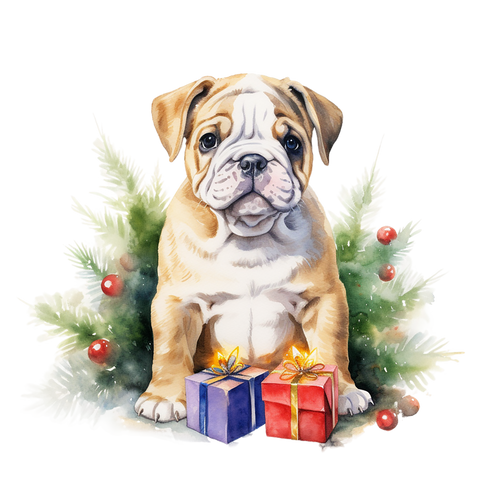 Englische Bulldogge Bügelbild Weihnachten #1