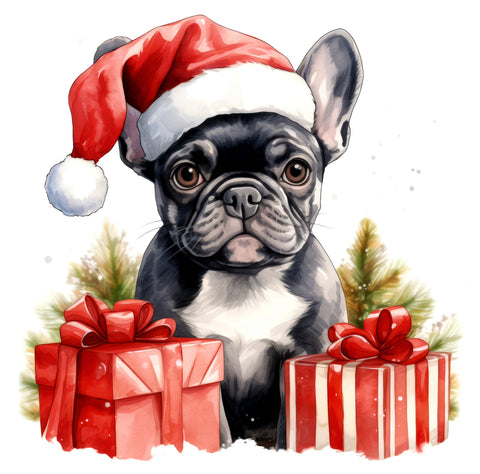 Französische Bulldogge Bügelbild Weihnachten #17