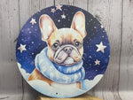 Französische Bulldogge Türschild / Dekoschild / Blechschild Weihnachten