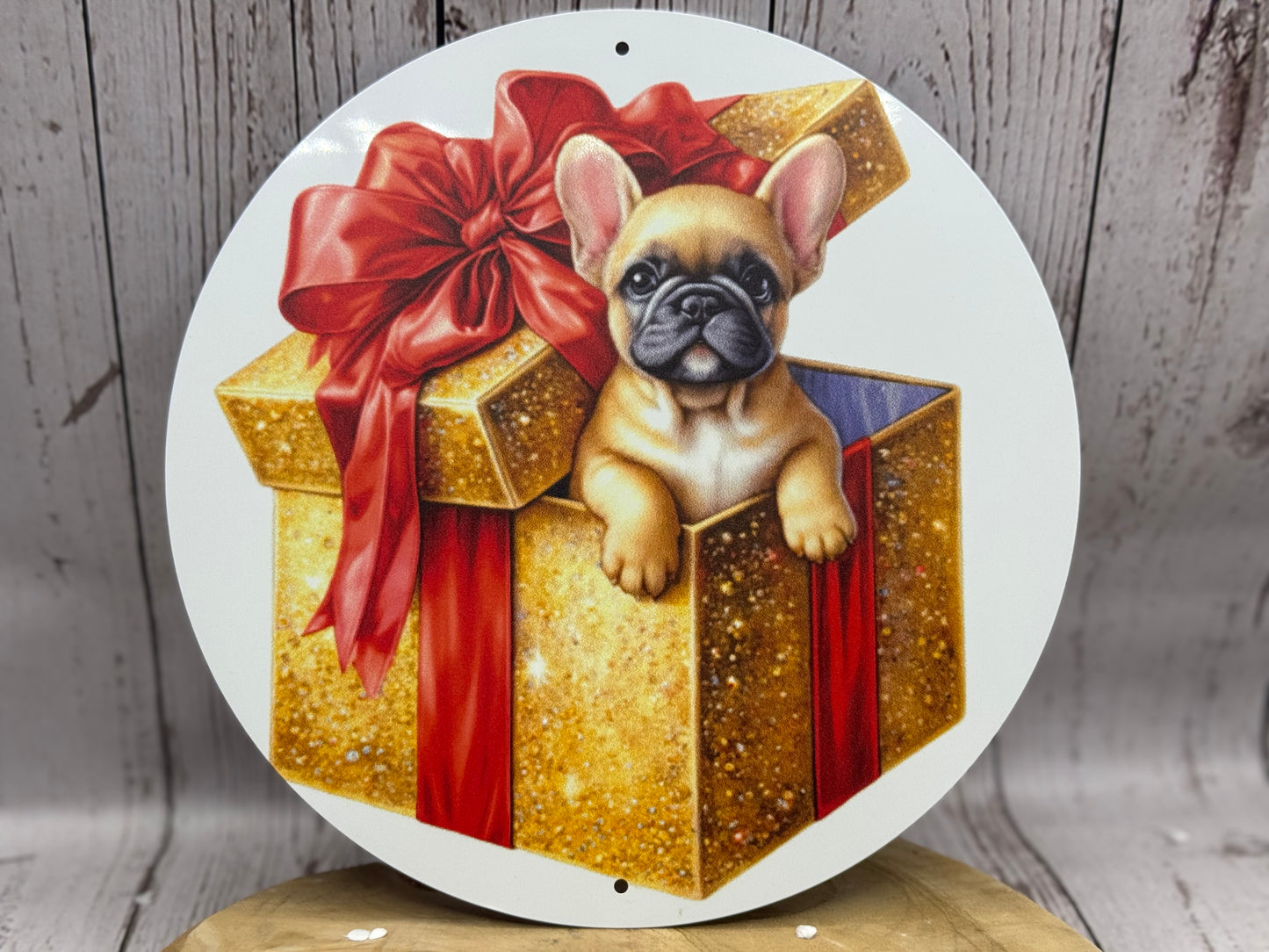Französische Bulldogge Türschild / Dekoschild / Blechschild Weihnachten #169 - Sale