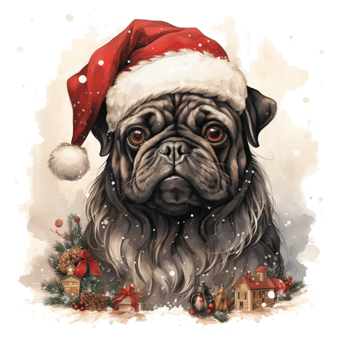 Mops Bügelbild Weihnachten #10