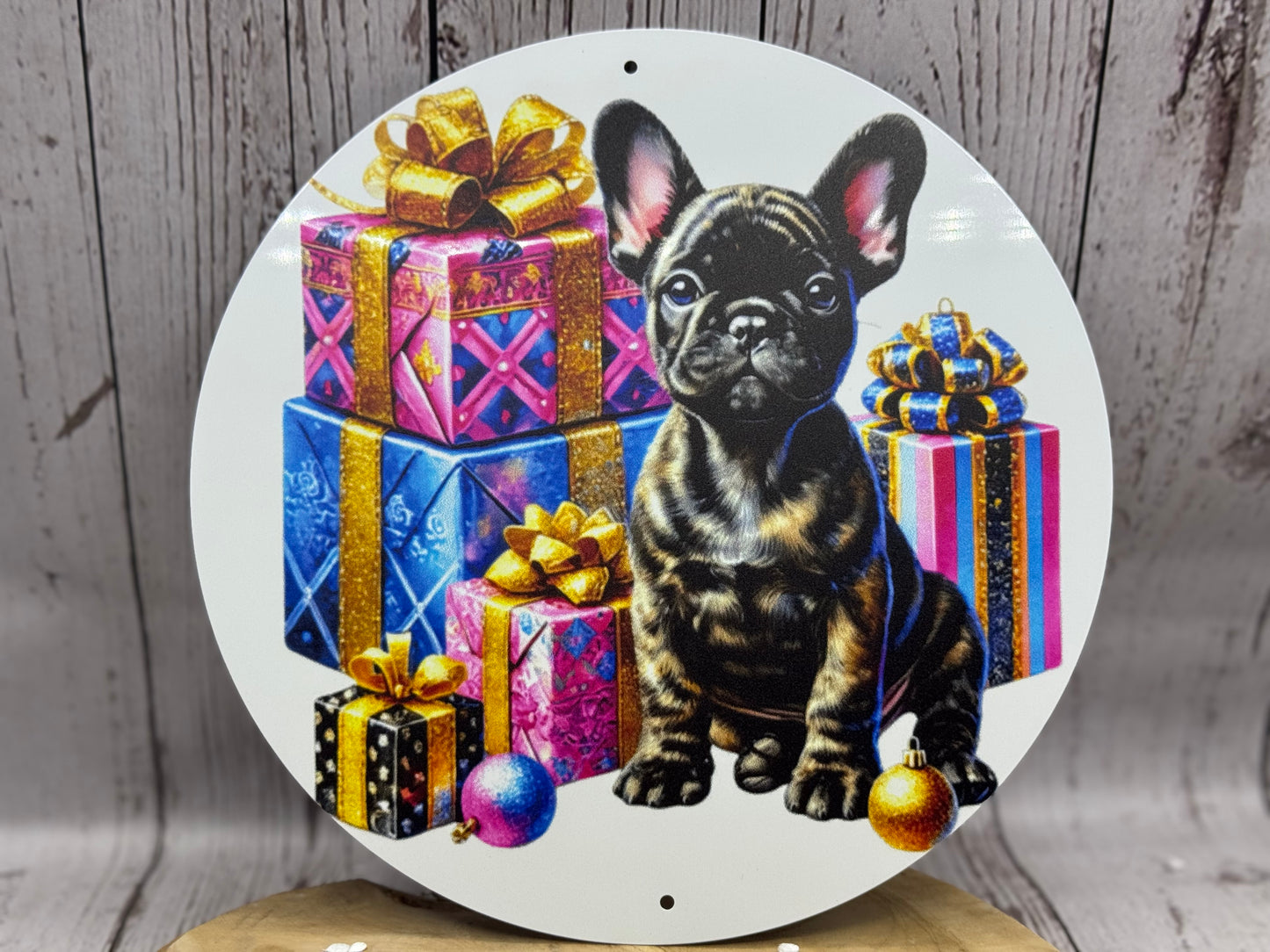 Französische Bulldogge Türschild / Dekoschild / Blechschild Weihnachten #166 - Sale