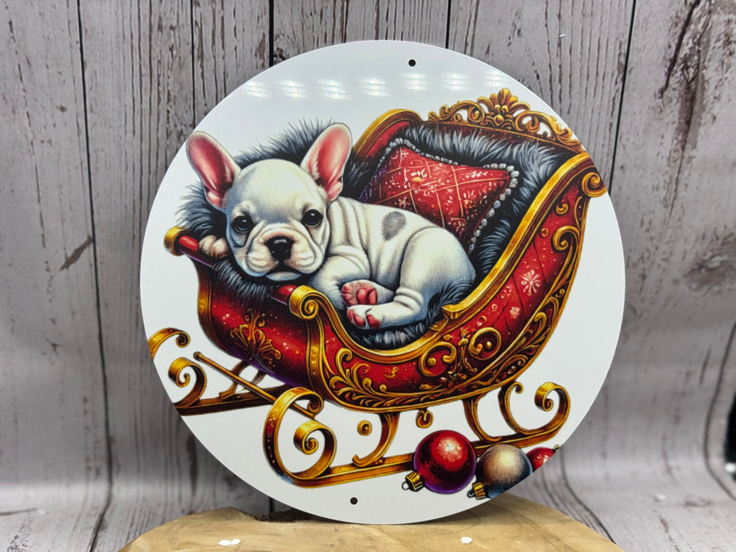 Französische Bulldogge Türschild / Dekoschild / Blechschild Weihnachten #172 - Sale