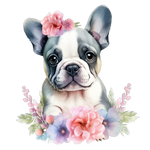 Französische Bulldogge Bügelbild Floral #6