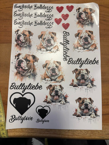 Englische Bulldogge Wasserschiebefolie / Kerzentattoos - B-Ware - Sale