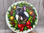 Französische Bulldogge Türschild / Dekoschild / Blechschild Weihnachten