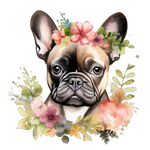 Französische Bulldogge Bügelbild Floral #1